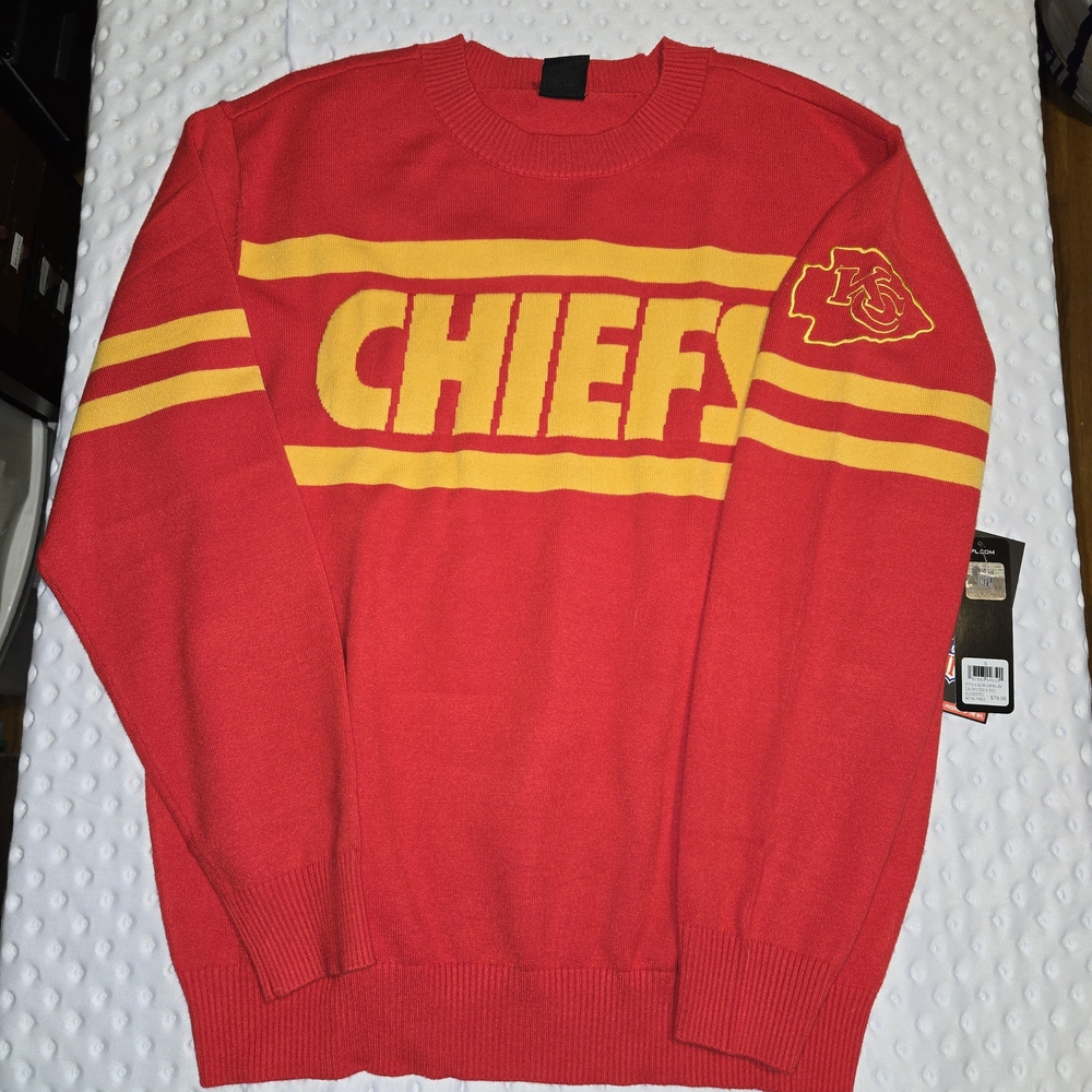 NFL Chiefs Red and Yellow Crewneck Sweater